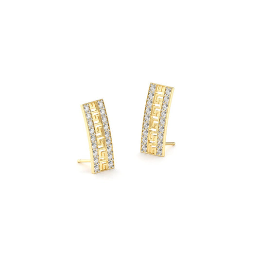 Greek Key Pavé Bar Earrings