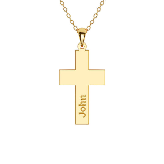Personalized Modern Cross Necklace with Vertical Name Engraving