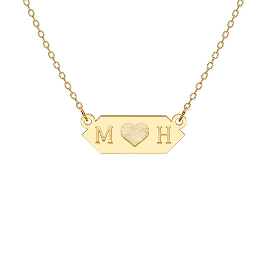 Double Initial Hexagonal Necklace with Heart