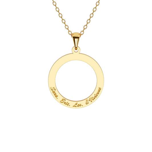 Personalized Disc Necklace with 4 Name Engravings