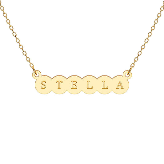 Horizontal Bubble Engraved Name Necklace