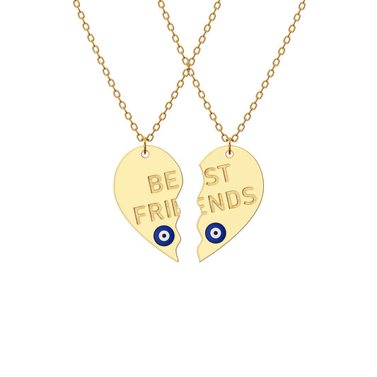 Double Best Friends Necklace with Evil Eye