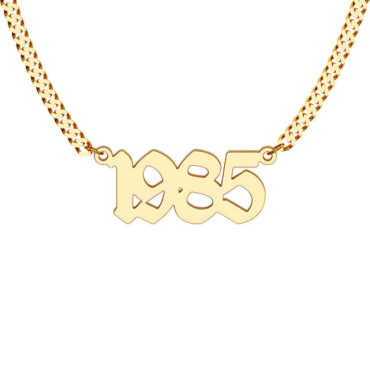 Personalized Year Necklace in Bold Gothic Font