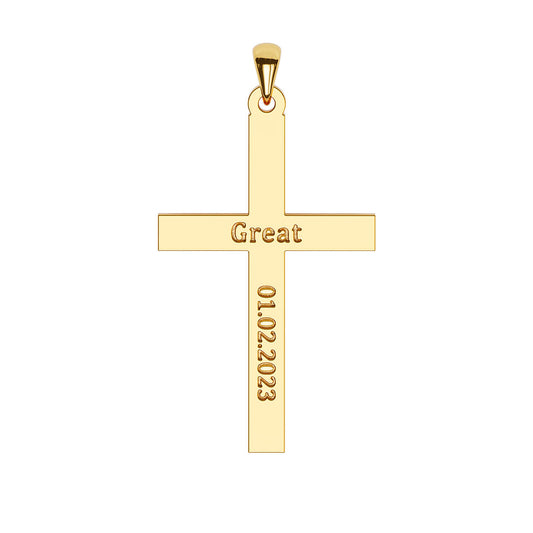 Personalized Modern Cross Necklace with Name & Date Engravings