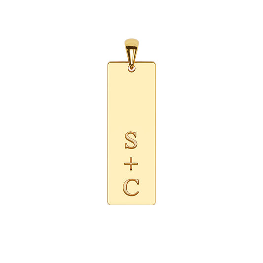 Couple's Initials Vertical Bar Necklace