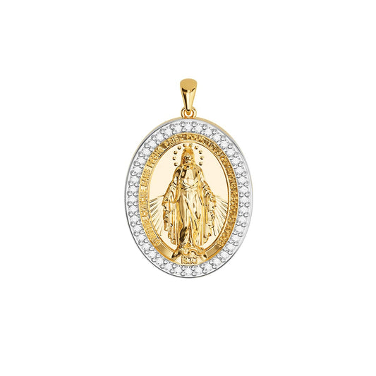 Miraculous Medal Virgin Mary Pavé Necklace
