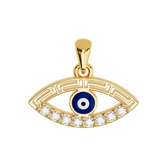Evil Eye Greek Key Pavé Marquise Pendant