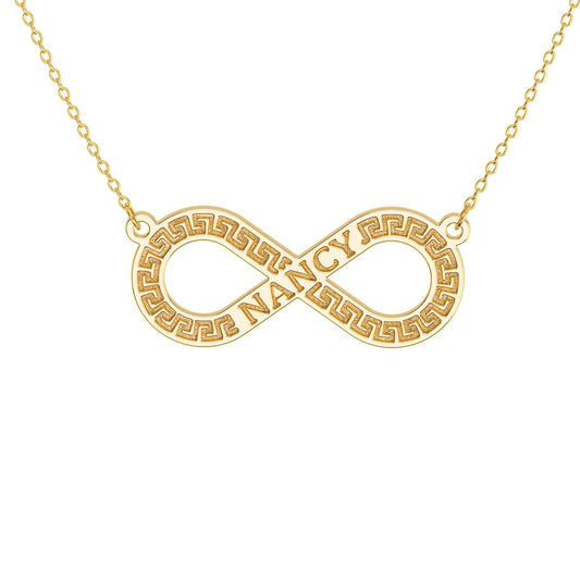 Personalized Greek Key Infinity Name Necklace