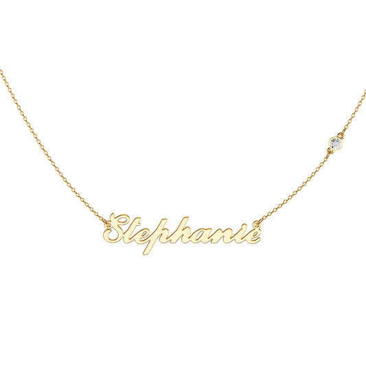 Personalized Name Necklace With Stone Charm
