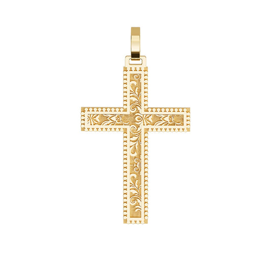 Modern Dotted Outline Floral Pattern Cross