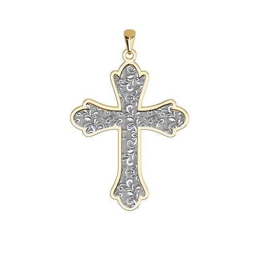 Byzantine Two-Tone Floral Pattern Cross