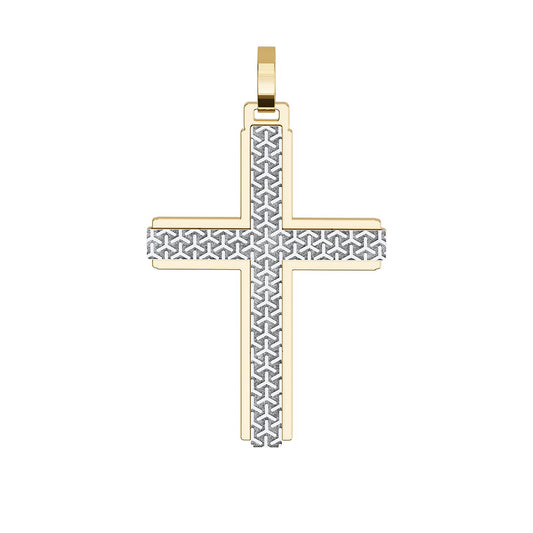 Two Layer Interlocked Pattern Two-Tone Cross