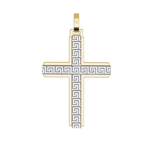 Two Layer Greek Key Pattern Two-Tone Cross