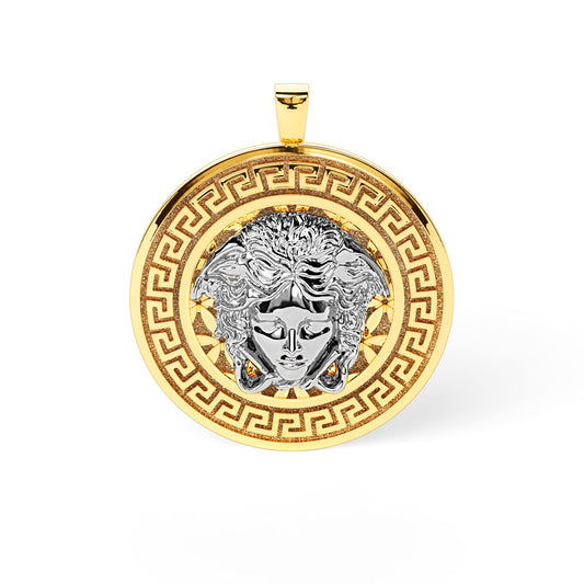 Greek Key Medusa Disc Necklace