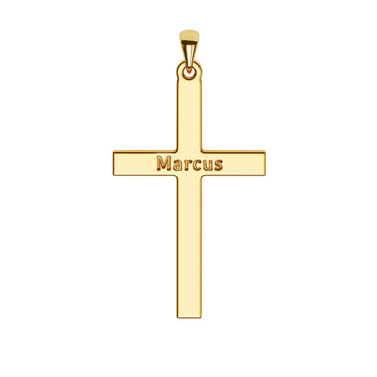 Personalized Men's Modern Cross Necklace With Name Engraving