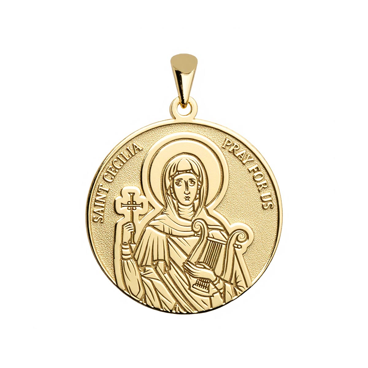 **聖セシリア（Saint Cecilia）**のメダイ Saint Cecilia Round Religious Medal – Stakora