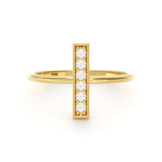 Vertical Bar Pavé Ring