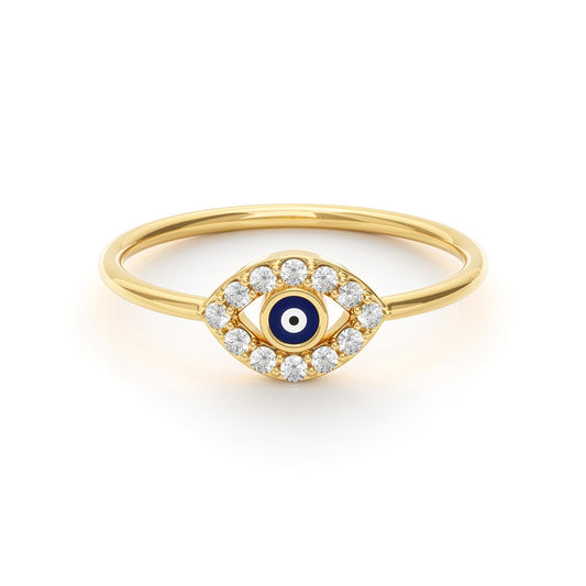 Marquise Enamel Evil Eye Pavé Ring