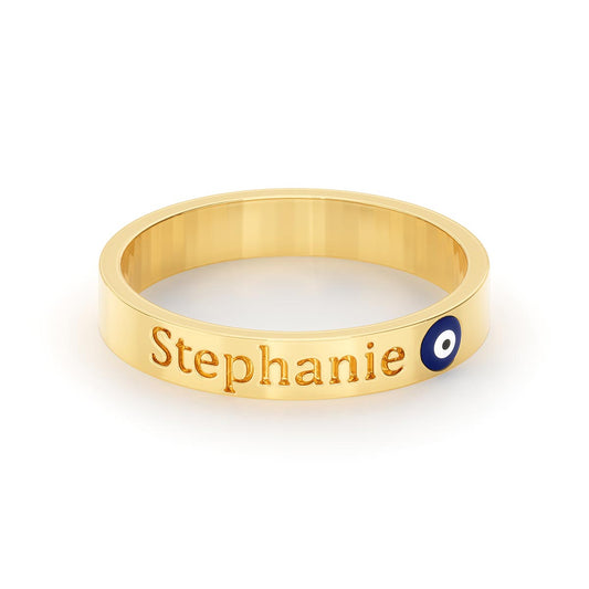 Evil Eye Ring With Name Engraving
