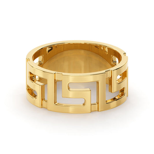 Greek Key Motif 8mm Ring