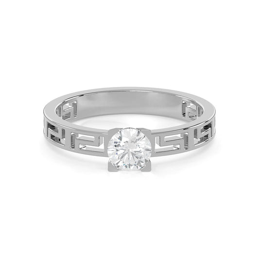 Greek Key 1/2 Ct. Round Diamond Engagement Ring