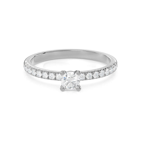 Pavé band 1/4 Ct. Round Diamond Engagement Ring