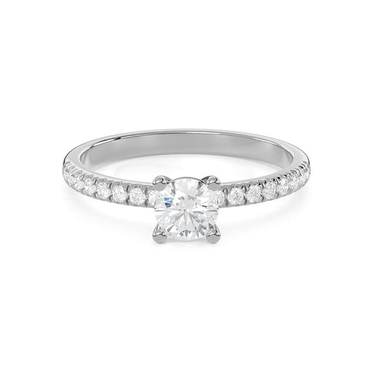 Pavé band 1/2 Ct. Round Diamond Engagement Ring