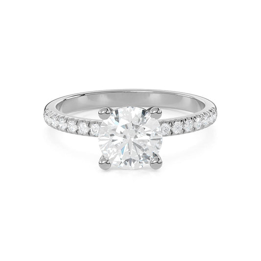 Pavé band 1 1/2 Ct. Round Diamond Engagement Ring