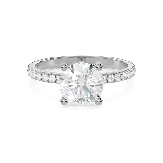 Pavé band 2 Ct. Round Diamond Engagement Ring