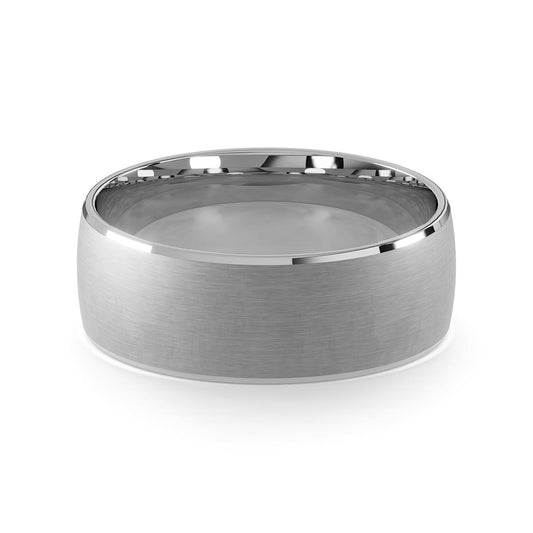 Comfort Fit 8MM Men's Wedding Ring with Wide Satin Inlay