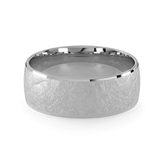 Comfort Fit 8MM Men's Wedding Ring with Wide Scratched Inlay