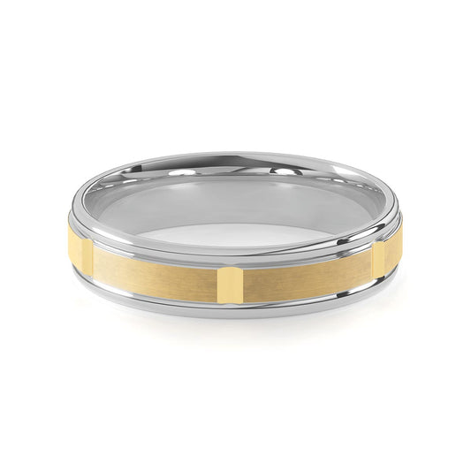 Comfort Fit 5MM Men's Wedding Ring with Grooved Satin Inlay