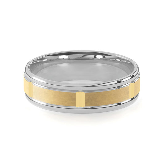 Comfort Fit 6MM Men's Wedding Ring with Grooved Satin Inlay