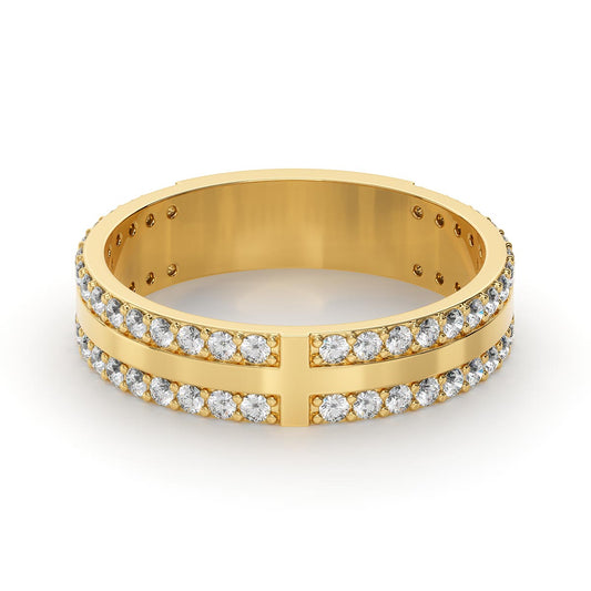 Pavé Cross Triple-row Ring