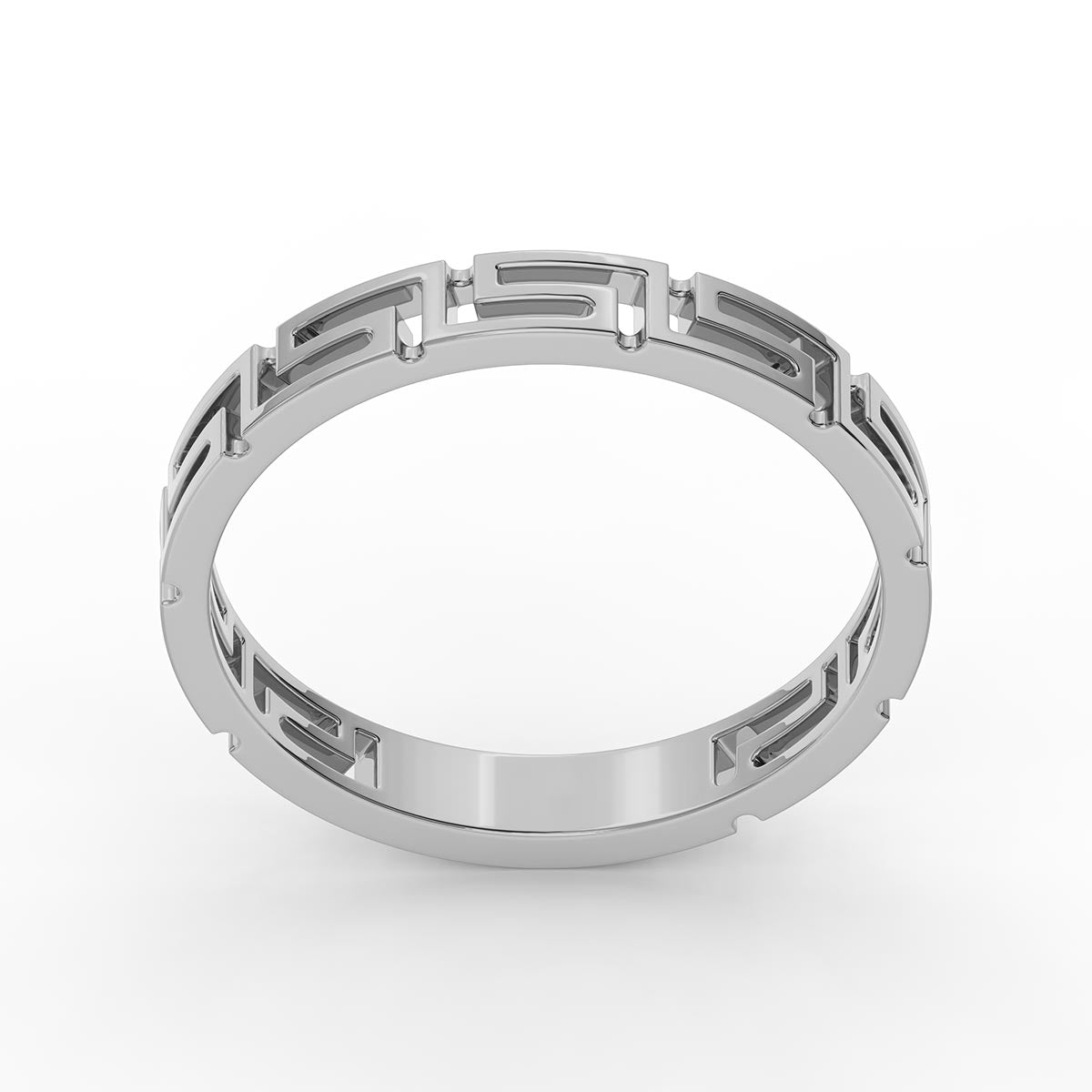 Greek Key Motif 3mm Ring