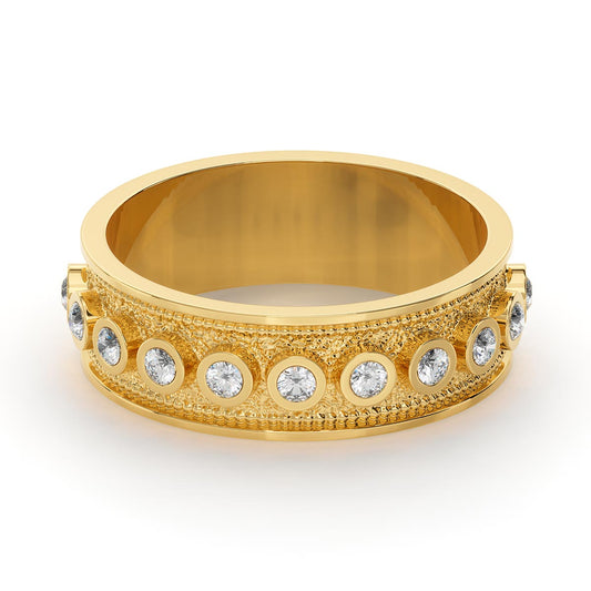 Textured Pavé Bezel Byzantine Ring