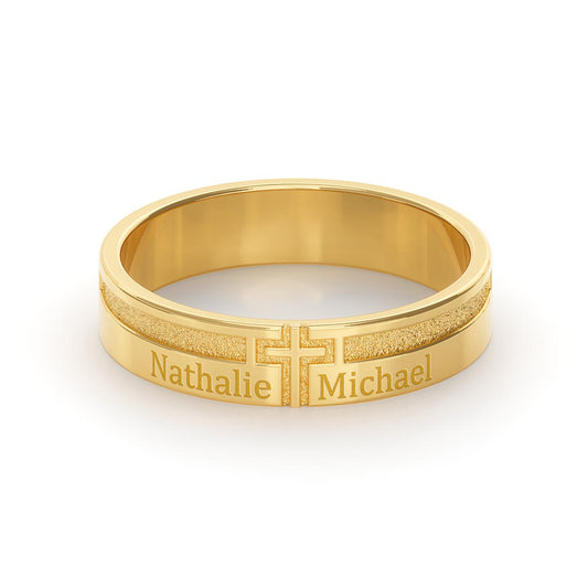 Men's Cross Ring with Personalized Engravings