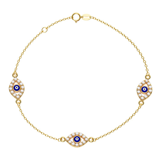 Multiple Marquise Evil Eye Pavé Charm Bracelet