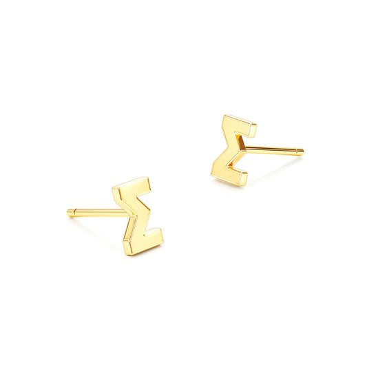 Greek Modern Initial Stud Earrings
