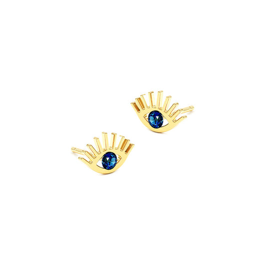 Evil Eye Lash Stud Earrings with Crystal