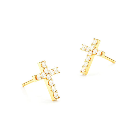 Pavé Cross Stud Earrings