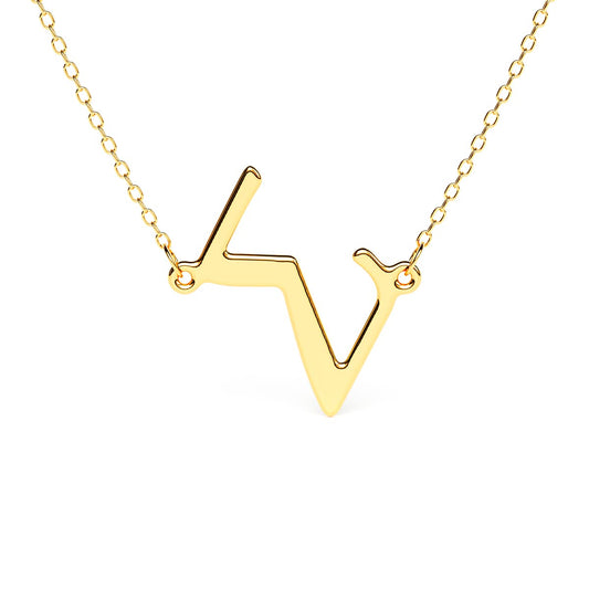Greek Sideways Letter Initial Necklace