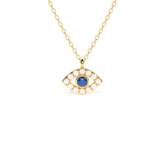 Marquise Sapphire Evil Eye Pavé Necklace