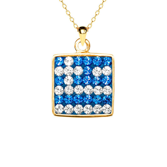 Greek Flag Crystal Necklace