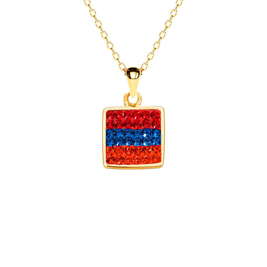 Armenian Flag Crystal Square Necklace