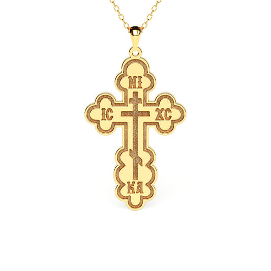 Puffy Greek Orthodox Cross Necklace