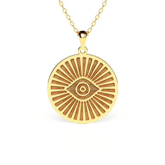 Illuminated Evil Eye Disc Necklace