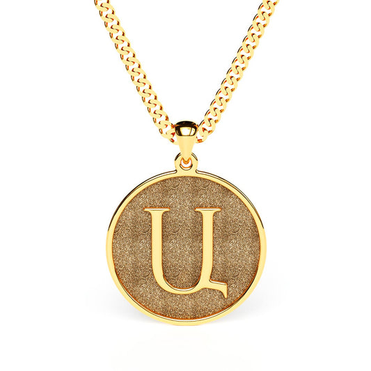 Men's Stamped Armenian Initial Disc Necklace