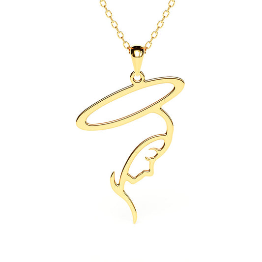 Abstract Virgin Mary Silhouette Necklace