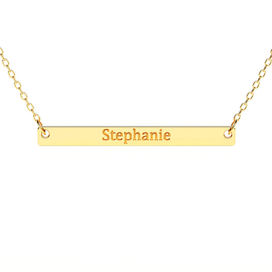Narrow Horizontal Bar Necklace with Engraving